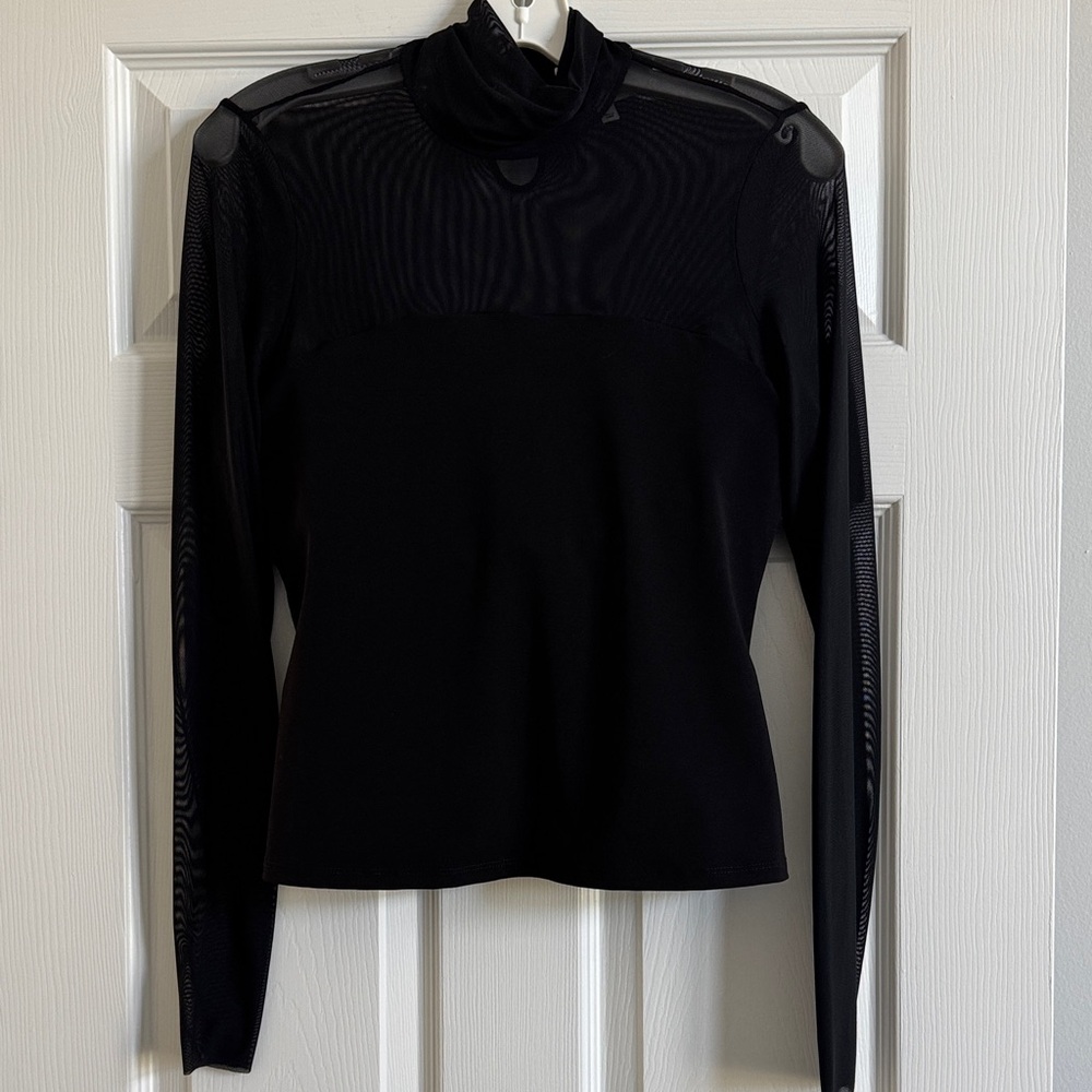 Cinq à Sept Elegant Black Mesh Blouse